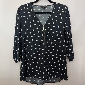 Express L Polka Dot Blouse with Zipper